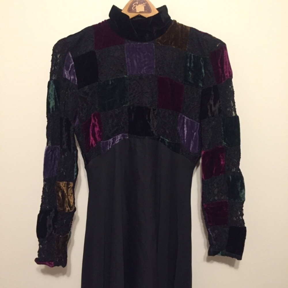 Vintage Boho Lace Velvet Patchwork Dress